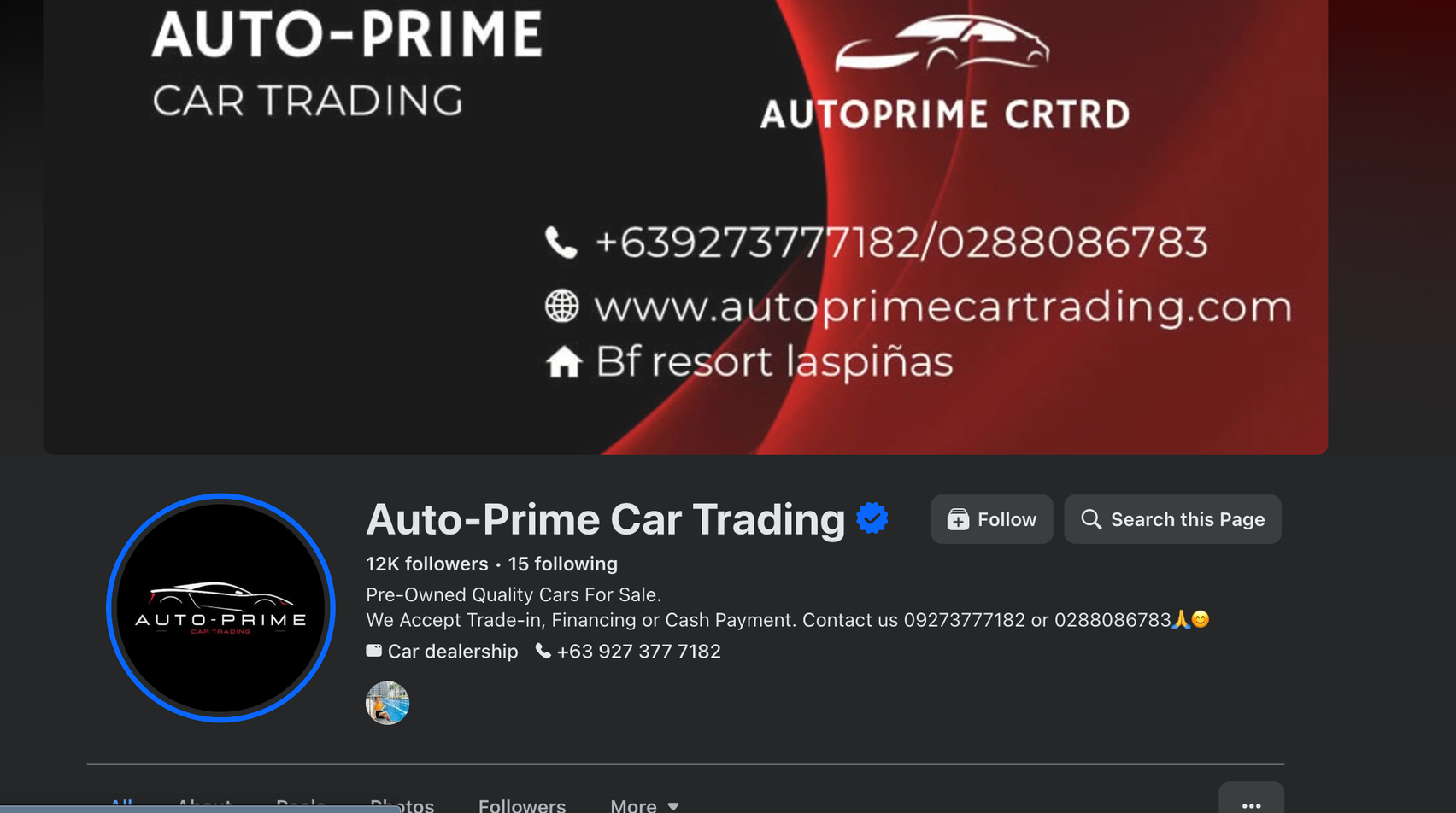 Auto-Prime Car Trading Facebook Page